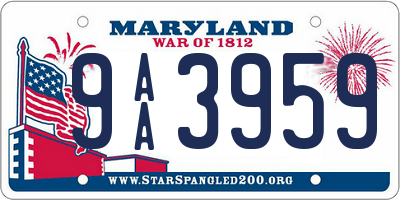 MD license plate 9AA3959