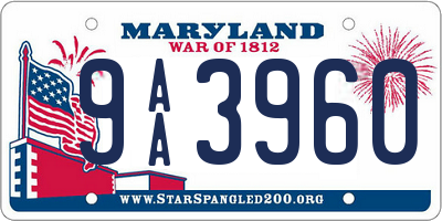 MD license plate 9AA3960
