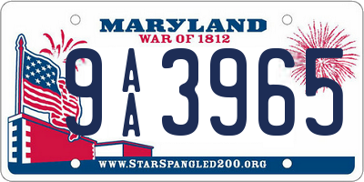 MD license plate 9AA3965