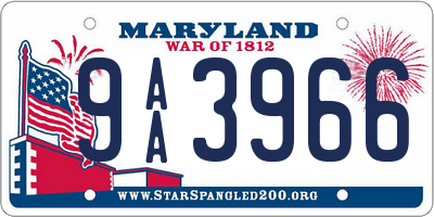 MD license plate 9AA3966