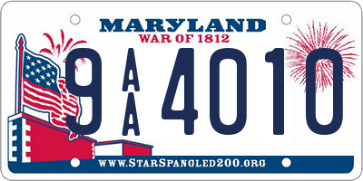 MD license plate 9AA4010