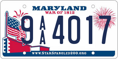 MD license plate 9AA4017