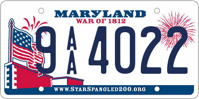 MD license plate 9AA4022