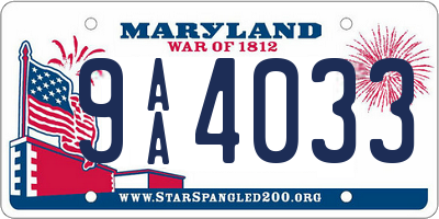 MD license plate 9AA4033