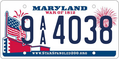 MD license plate 9AA4038