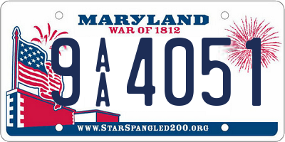 MD license plate 9AA4051
