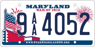 MD license plate 9AA4052
