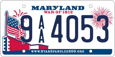 MD license plate 9AA4053