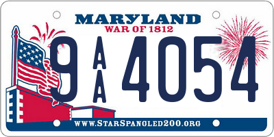 MD license plate 9AA4054