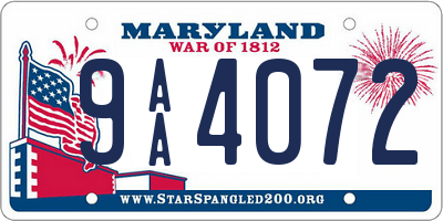 MD license plate 9AA4072