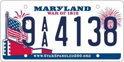 MD license plate 9AA4138