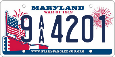 MD license plate 9AA4201