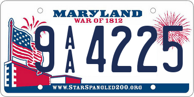 MD license plate 9AA4225