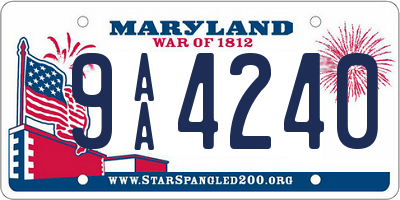 MD license plate 9AA4240