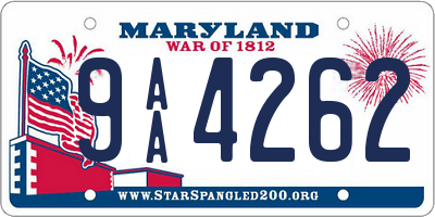 MD license plate 9AA4262
