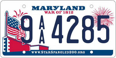 MD license plate 9AA4285