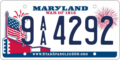 MD license plate 9AA4292