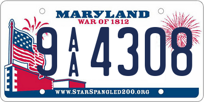 MD license plate 9AA4308