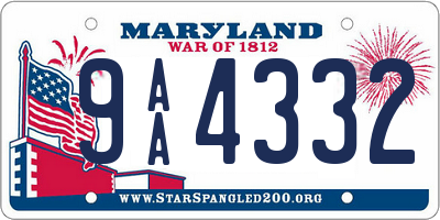 MD license plate 9AA4332