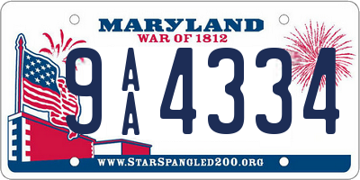 MD license plate 9AA4334