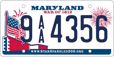 MD license plate 9AA4356