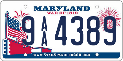 MD license plate 9AA4389