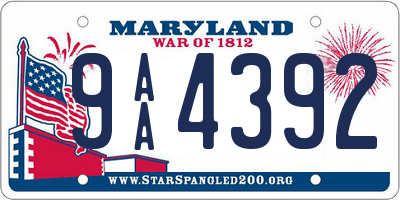 MD license plate 9AA4392