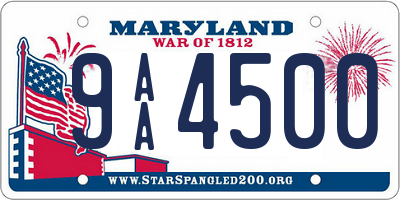 MD license plate 9AA4500