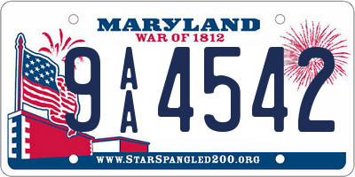 MD license plate 9AA4542