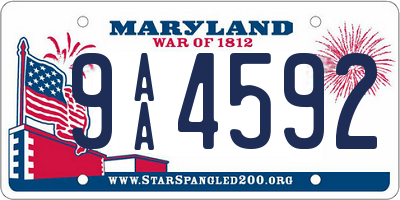 MD license plate 9AA4592