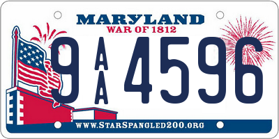 MD license plate 9AA4596