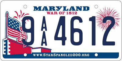 MD license plate 9AA4612