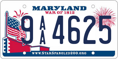 MD license plate 9AA4625