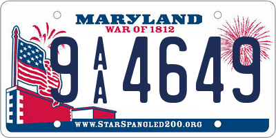 MD license plate 9AA4649