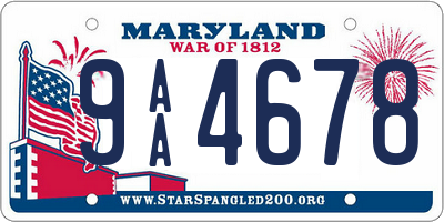 MD license plate 9AA4678