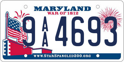 MD license plate 9AA4693