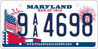 MD license plate 9AA4698
