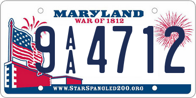 MD license plate 9AA4712
