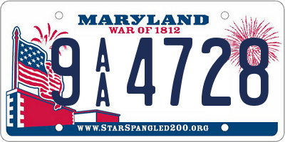 MD license plate 9AA4728