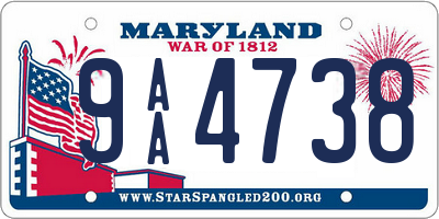 MD license plate 9AA4738
