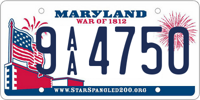 MD license plate 9AA4750