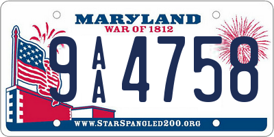 MD license plate 9AA4758