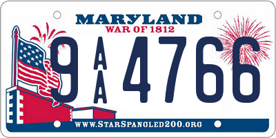 MD license plate 9AA4766