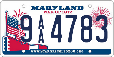 MD license plate 9AA4783