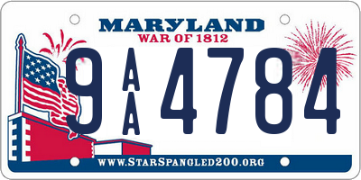 MD license plate 9AA4784