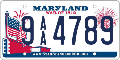 MD license plate 9AA4789