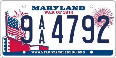 MD license plate 9AA4792