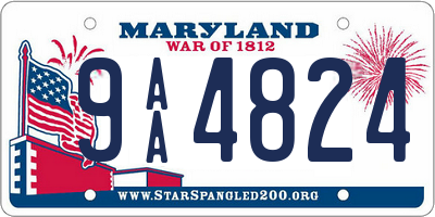 MD license plate 9AA4824