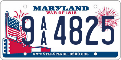 MD license plate 9AA4825