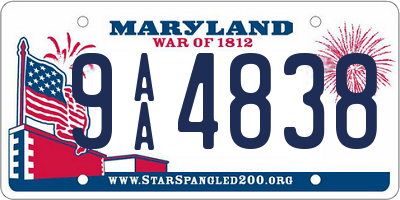 MD license plate 9AA4838